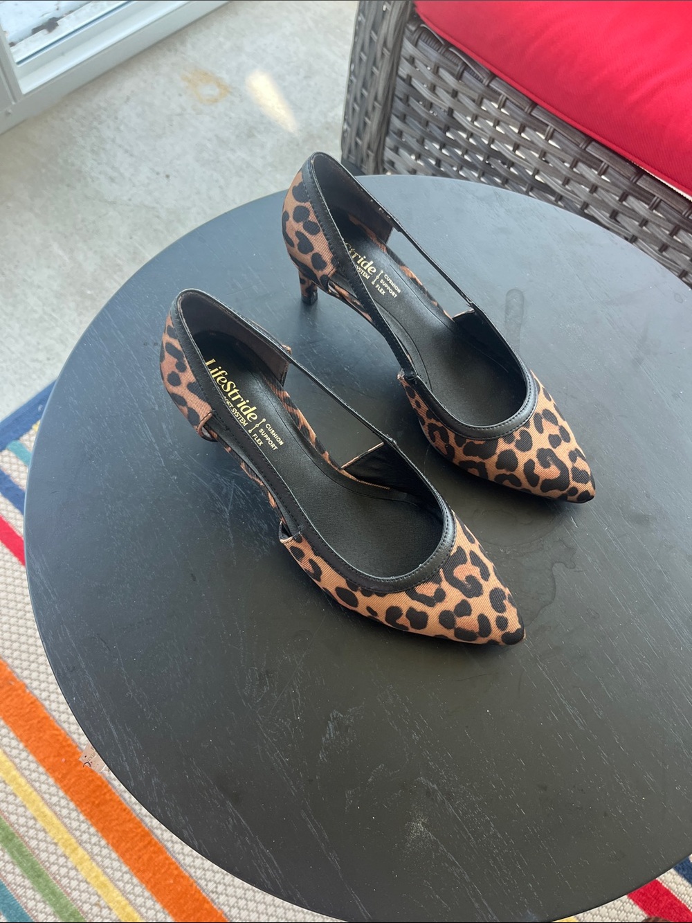 Life Stride Leopard Print Pointed Toe Kitten Heels - Brown/Black